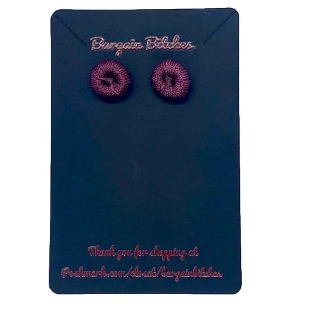 New earrings fall purple crochet button earrings gold tone metal stud fall
